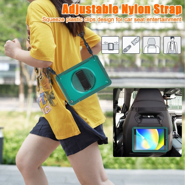 For iPad 10.2 2021 / 2020 / 2019 Heavy Duty Hybrid Tablet Case with Handle & Strap(Dark Green) - iPad 10.2 Cases by PMC TechLife | Online Shopping South Africa | PMC TechLife