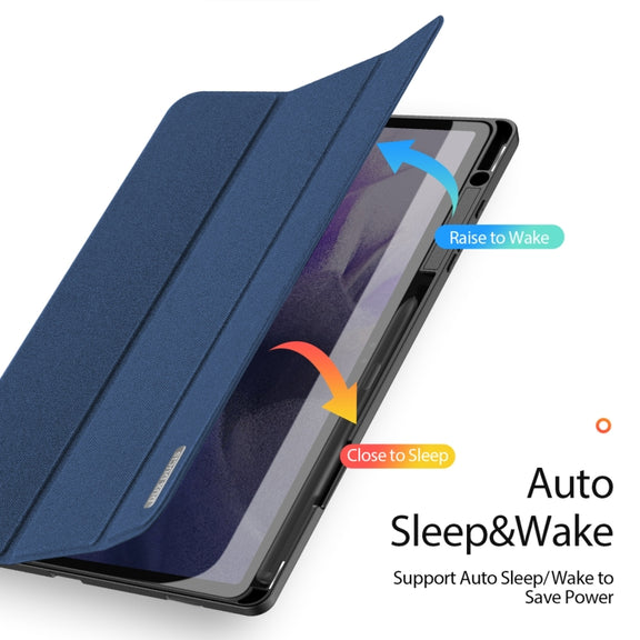 For Samsung Galaxy Tab S9+ DUX DUCIS Domo Series Cloth Texture Magnetic Leather Tablet Case(Blue)