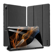 For Samsung Galaxy Tab S10 Ultra / S9 Ultra DUX DUCIS Domo Series Cloth Texture Magnetic Leather Tablet Case(Black)