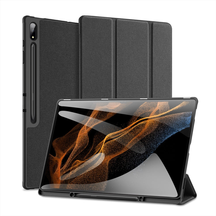 For Samsung Galaxy Tab S10 Ultra / S9 Ultra DUX DUCIS Domo Series Cloth Texture Magnetic Leather Tablet Case(Black)