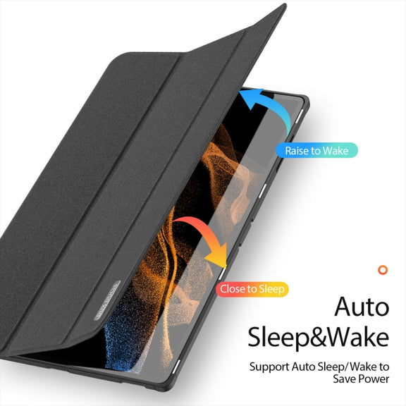 For Samsung Galaxy Tab S10 Ultra / S9 Ultra DUX DUCIS Domo Series Cloth Texture Magnetic Leather Tablet Case(Black)
