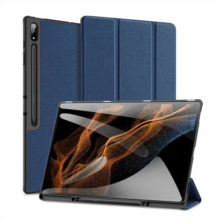 For Samsung Galaxy Tab S9 Ultra/S8 Ultra DUX DUCIS Domo Series Cloth Texture Magnetic Leather Tablet Case(Blue) - Galaxy Tab S9 Ultra Cases by DUX DUCIS | Online Shopping South Africa | PMC Jewellery | Buy Now Pay Later Mobicred