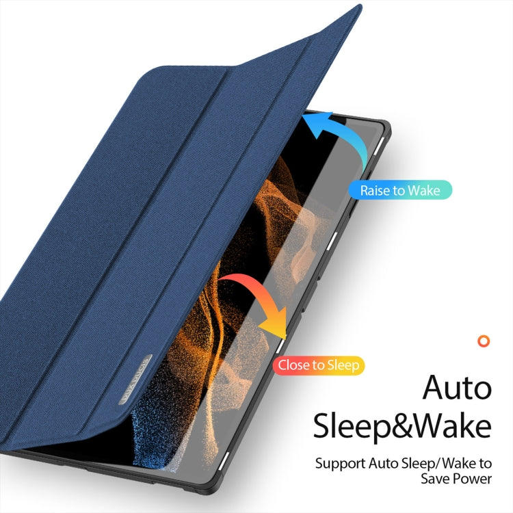 For Samsung Galaxy Tab S9 Ultra/S8 Ultra DUX DUCIS Domo Series Cloth Texture Magnetic Leather Tablet Case(Blue)