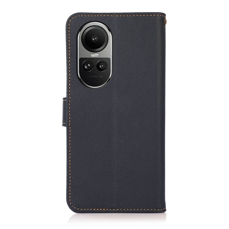 For OPPO Reno10 Global / 10 Pro Global KHAZNEH Custer Texture RFID Genuine Leather Phone Case(Blue) - OnePlus Cases by PMC TechLife | Online Shopping South Africa | PMC TechLife | Buy Now Pay Later Mobicred