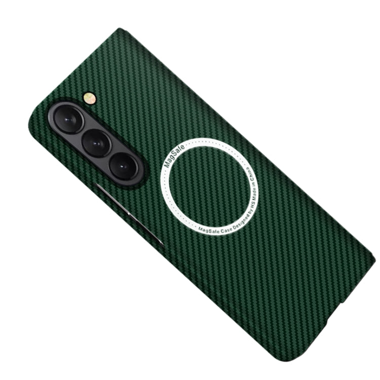 For Samsung Galaxy Z Fold5 Carbon Fiber Texture MagSafe Magnetic Phone Case(Green) - Galaxy Z Fold5 Cases by PMC TechLife | Online Shopping South Africa | PMC TechLife