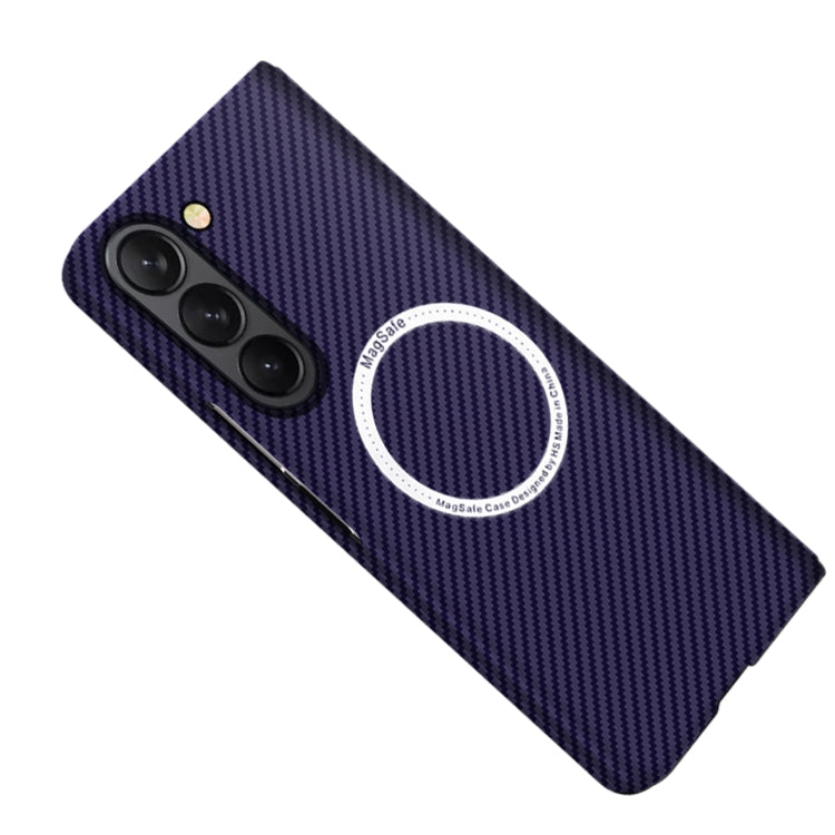 For Samsung Galaxy Z Fold5 Carbon Fiber Texture MagSafe Magnetic Phone Case(Purple) - Galaxy Z Fold5 Cases by PMC TechLife | Online Shopping South Africa | PMC TechLife