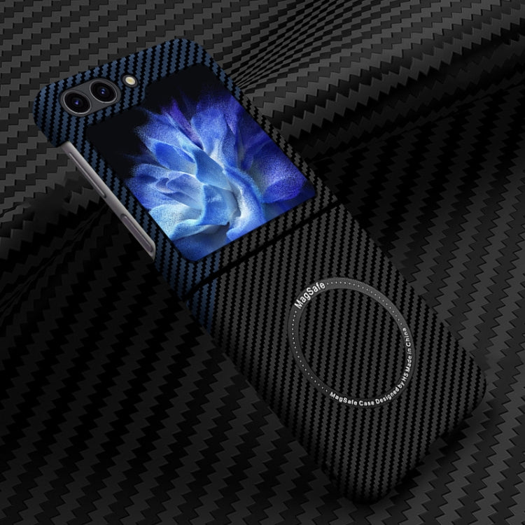 For Samsung Galaxy Z Flip5 Carbon Fiber Texture MagSafe Magnetic Phone Case(Black Blue) - Galaxy Z Flip5 Cases by PMC TechLife | Online Shopping South Africa | PMC TechLife