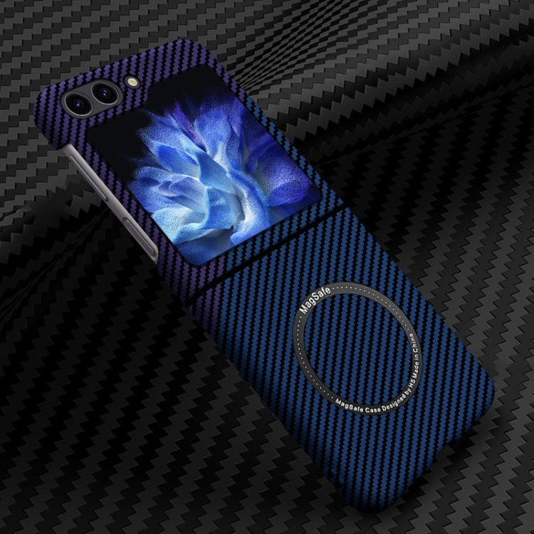 For Samsung Galaxy Z Flip5 Carbon Fiber Texture MagSafe Magnetic Phone Case(Blue Purple) - Galaxy Z Flip5 Cases by PMC TechLife | Online Shopping South Africa | PMC TechLife