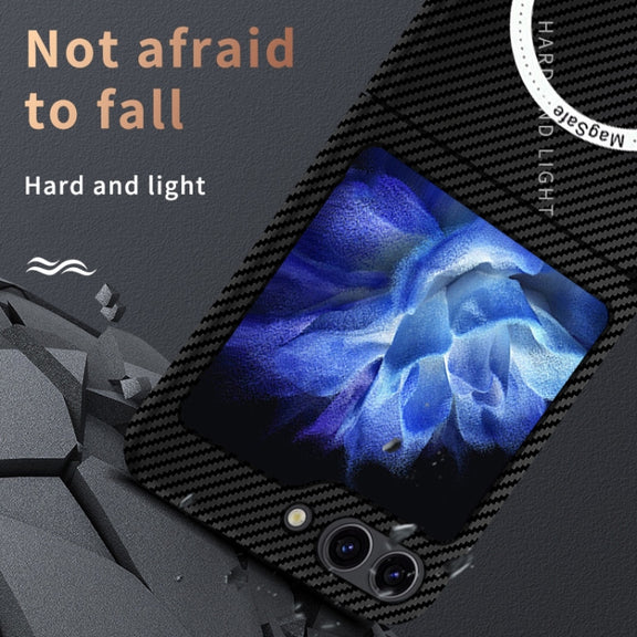 For Samsung Galaxy Z Flip5 Carbon Fiber Texture MagSafe Magnetic Phone Case(Blue Purple)