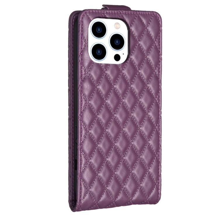 For iPhone 16 Pro Max Diamond Lattice Vertical Flip Leather Phone Case(Dark Purple) - iPhone 16 Pro Max Cases by PMC TechLife | Online Shopping South Africa | PMC TechLife | Buy Now Pay Later Mobicred