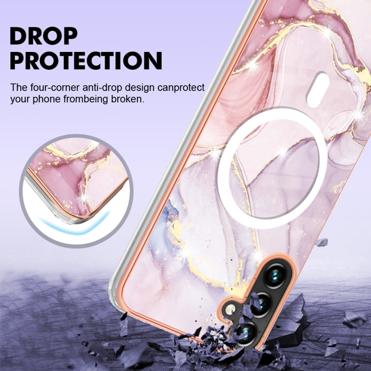 For Samsung Galaxy A34 5G Marble Pattern Dual-side IMD Magsafe TPU Phone Case(Rose Gold 005) - Galaxy Phone Cases by PMC TechLife | Online Shopping South Africa | PMC TechLife