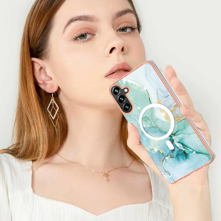For Samsung Galaxy A34 5G Marble Pattern Dual-side IMD Magsafe TPU Phone Case(Green 003) - Galaxy Phone Cases by PMC TechLife | Online Shopping South Africa | PMC TechLife