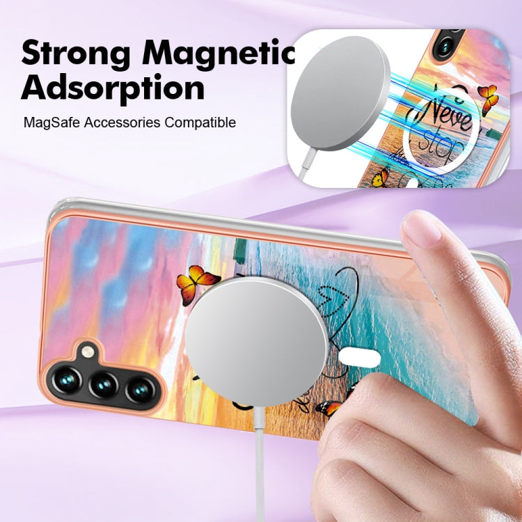 For Samsung Galaxy A34 5G Marble Pattern Dual-side IMD Magsafe TPU Phone Case(Dream Butterfly) - Galaxy Phone Cases by PMC TechLife | Online Shopping South Africa | PMC TechLife