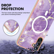 For Samsung Galaxy A54 5G Marble Pattern Dual-side IMD Magsafe TPU Phone Case(Purple 002)