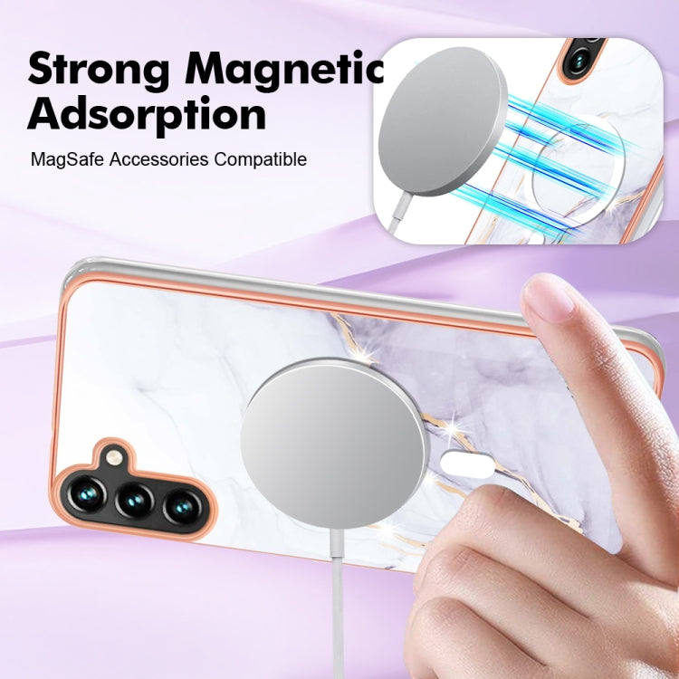 For Samsung Galaxy A54 5G Marble Pattern Dual-side IMD Magsafe TPU Phone Case(White 006) - Galaxy Phone Cases by PMC TechLife | Online Shopping South Africa | PMC TechLife