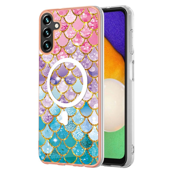 For Samsung Galaxy A54 5G Marble Pattern Dual-side IMD Magsafe TPU Phone Case(Colorful Scales)
