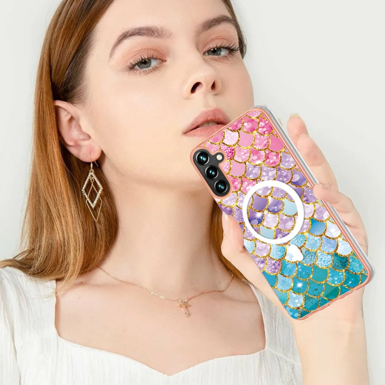 For Samsung Galaxy A54 5G Marble Pattern Dual-side IMD Magsafe TPU Phone Case(Colorful Scales)