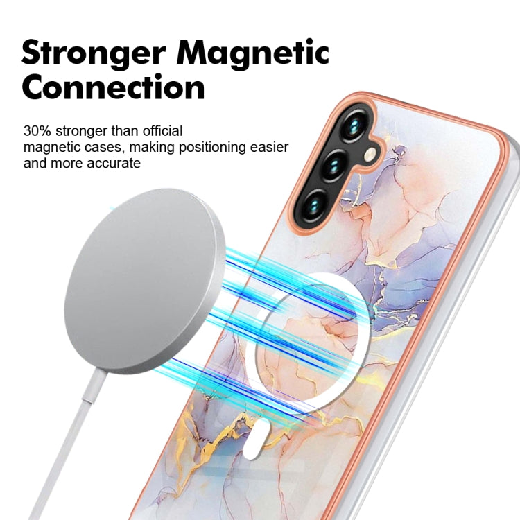 For Samsung Galaxy A54 5G Marble Pattern Dual-side IMD Magsafe TPU Phone Case(White Marble) - Galaxy Phone Cases by PMC TechLife | Online Shopping South Africa | PMC TechLife