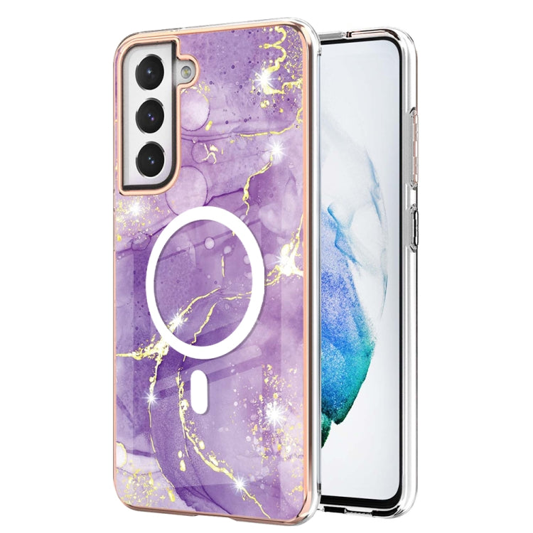 For Samsung Galaxy S21 FE 5G Marble Pattern Dual-side IMD Magsafe TPU Phone Case(Purple 002) - Galaxy Phone Cases by PMC TechLife | Online Shopping South Africa | PMC TechLife
