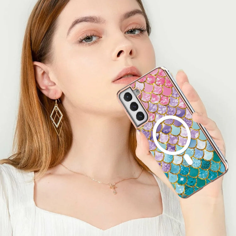 For Samsung Galaxy S21 FE 5G Marble Pattern Dual-side IMD Magsafe TPU Phone Case(Colorful Scales) - Galaxy Phone Cases by PMC TechLife | Online Shopping South Africa | PMC TechLife