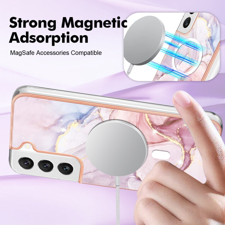 For Samsung Galaxy S22 5G Marble Pattern Dual-side IMD Magsafe TPU Phone Case(Rose Gold 005) - Galaxy S22 5G Cases by PMC TechLife | Online Shopping South Africa | PMC TechLife