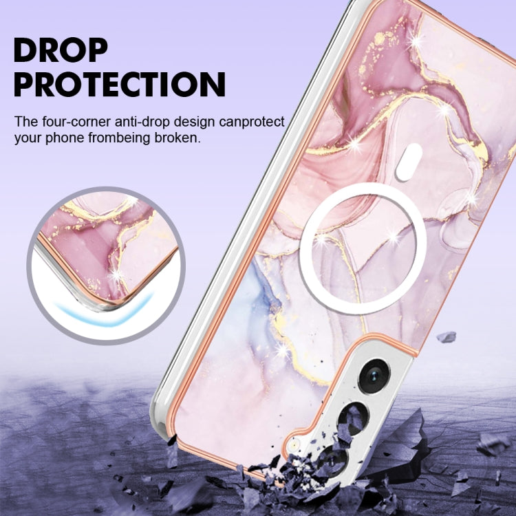 For Samsung Galaxy S22 5G Marble Pattern Dual-side IMD Magsafe TPU Phone Case(Rose Gold 005) - Galaxy S22 5G Cases by PMC TechLife | Online Shopping South Africa | PMC TechLife