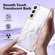 For Samsung Galaxy S22 5G Marble Pattern Dual-side IMD Magsafe TPU Phone Case(White 006)