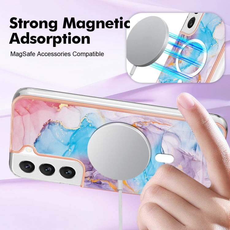For Samsung Galaxy S22 5G Marble Pattern Dual-side IMD Magsafe TPU Phone Case(Blue Marble) - Galaxy S22 5G Cases by PMC TechLife | Online Shopping South Africa | PMC TechLife