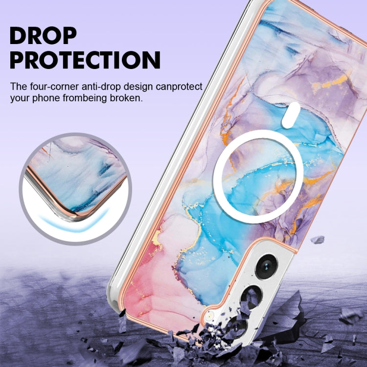 For Samsung Galaxy S22 5G Marble Pattern Dual-side IMD Magsafe TPU Phone Case(Blue Marble) - Galaxy S22 5G Cases by PMC TechLife | Online Shopping South Africa | PMC TechLife