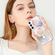 For Samsung Galaxy S22+ 5G Marble Pattern Dual-side IMD Magsafe TPU Phone Case(White Marble)
