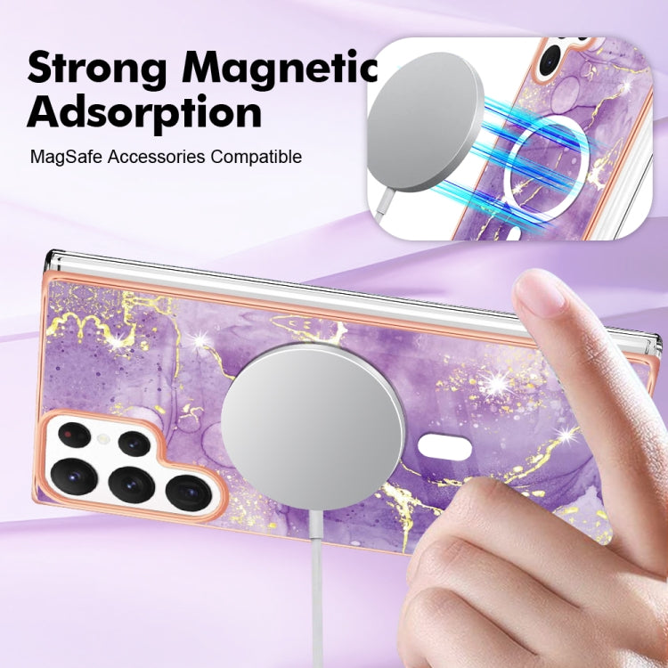 For Samsung Galaxy S22 Ultra 5G Marble Pattern Dual-side IMD Magsafe TPU Phone Case(Purple 002) - Galaxy S22 Ultra 5G Cases by PMC TechLife | Online Shopping South Africa | PMC TechLife
