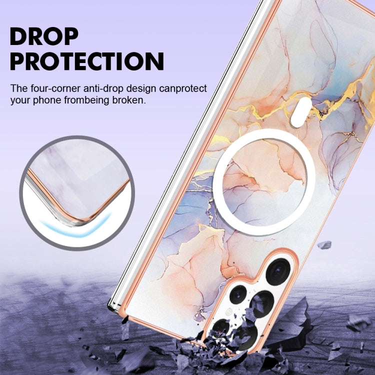 For Samsung Galaxy S22 Ultra 5G Marble Pattern Dual-side IMD Magsafe TPU Phone Case(White Marble) - Galaxy S22 Ultra 5G Cases by PMC TechLife | Online Shopping South Africa | PMC TechLife