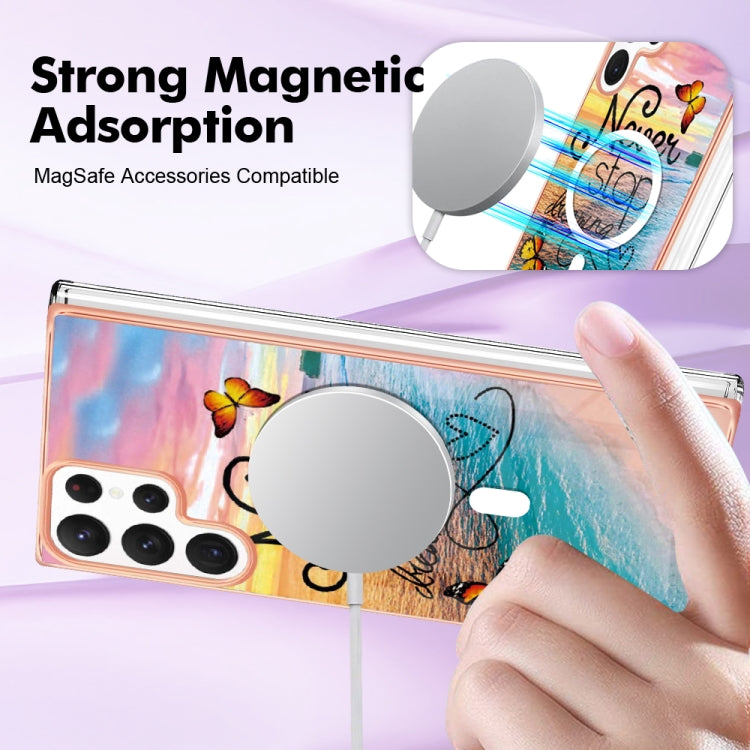 For Samsung Galaxy S22 Ultra 5G Marble Pattern Dual-side IMD Magsafe TPU Phone Case(Dream Butterfly) - free shipping - PMC TechLife - Order now!