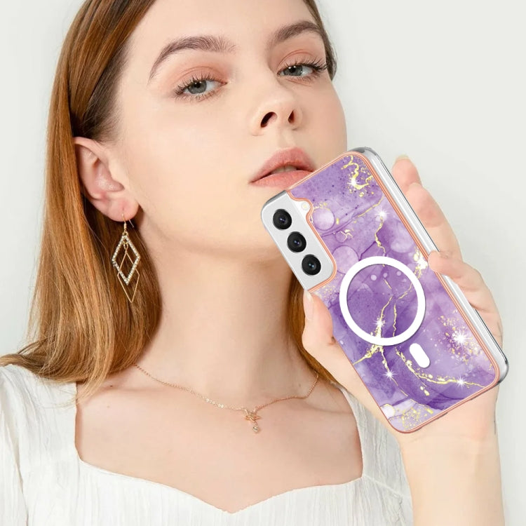 For Samsung Galaxy S23 5G Marble Pattern Dual-side IMD Magsafe TPU Phone Case(Purple 002) - Galaxy S23 5G Cases by PMC TechLife | Online Shopping South Africa | PMC TechLife