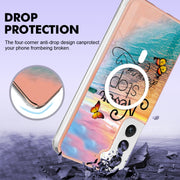For Samsung Galaxy S23 5G Marble Pattern Dual-side IMD Magsafe TPU Phone Case(Dream Butterfly)