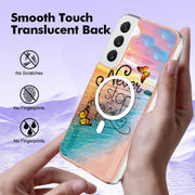 For Samsung Galaxy S23 5G Marble Pattern Dual-side IMD Magsafe TPU Phone Case(Dream Butterfly)