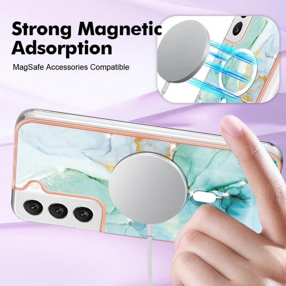 For Samsung Galaxy S23+ 5G Marble Pattern Dual-side IMD Magsafe TPU Phone Case(Green 003)
