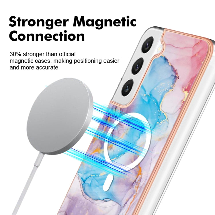 For Samsung Galaxy S23+ 5G Marble Pattern Dual-side IMD Magsafe TPU Phone Case(Blue Marble) - Galaxy S23+ 5G Cases by PMC TechLife | Online Shopping South Africa | PMC TechLife