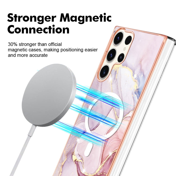 For Samsung Galaxy S23 Ultra 5G Marble Pattern Dual-side IMD Magsafe TPU Phone Case(Rose Gold 005) - Galaxy S23 Ultra 5G Cases by PMC TechLife | Online Shopping South Africa | PMC TechLife