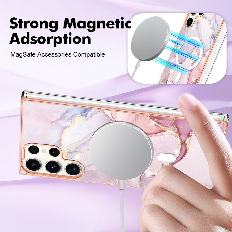 For Samsung Galaxy S23 Ultra 5G Marble Pattern Dual-side IMD Magsafe TPU Phone Case(Rose Gold 005) - Galaxy S23 Ultra 5G Cases by PMC TechLife | Online Shopping South Africa | PMC TechLife