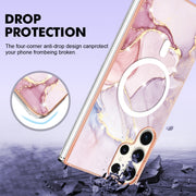 For Samsung Galaxy S23 Ultra 5G Marble Pattern Dual-side IMD Magsafe TPU Phone Case(Rose Gold 005)