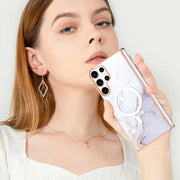 For Samsung Galaxy S23 Ultra 5G Marble Pattern Dual-side IMD Magsafe TPU Phone Case(White 006)
