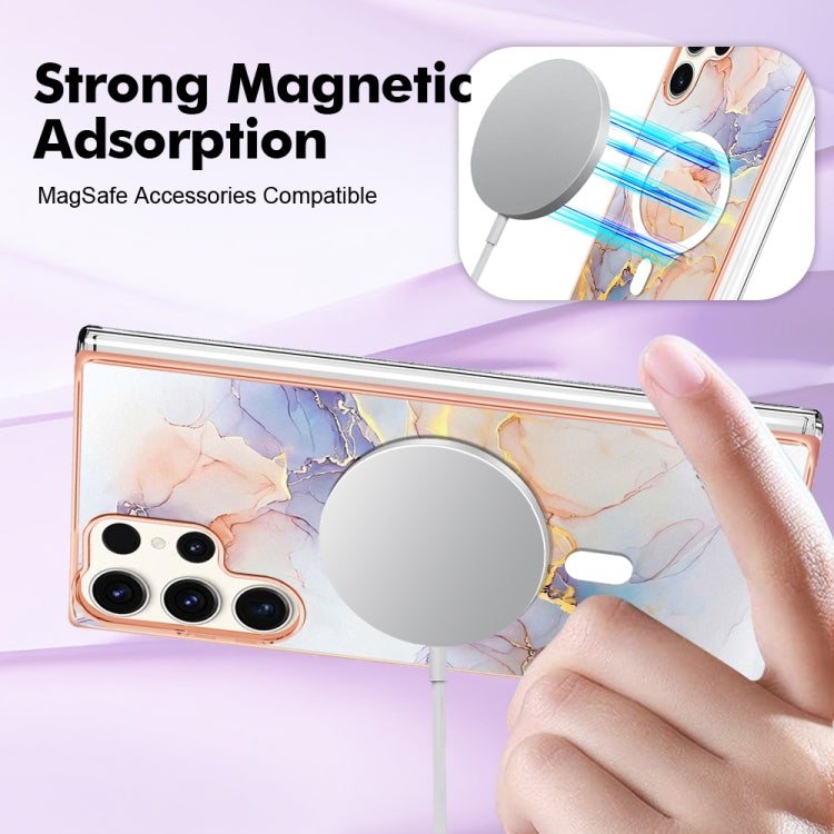 For Samsung Galaxy S23 Ultra 5G Marble Pattern Dual-side IMD Magsafe TPU Phone Case(White Marble) - Galaxy S23 Ultra 5G Cases by PMC TechLife | Online Shopping South Africa | PMC TechLife