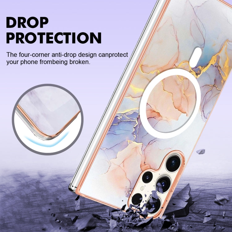 For Samsung Galaxy S23 Ultra 5G Marble Pattern Dual-side IMD Magsafe TPU Phone Case(White Marble) - Galaxy S23 Ultra 5G Cases by PMC TechLife | Online Shopping South Africa | PMC TechLife