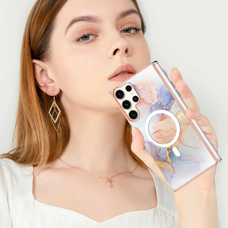 For Samsung Galaxy S23 Ultra 5G Marble Pattern Dual-side IMD Magsafe TPU Phone Case(White Marble) - Galaxy S23 Ultra 5G Cases by PMC TechLife | Online Shopping South Africa | PMC TechLife
