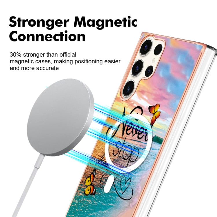 For Samsung Galaxy S23 Ultra 5G Marble Pattern Dual-side IMD Magsafe TPU Phone Case(Dream Butterfly) - Galaxy S23 Ultra 5G Cases by PMC TechLife | Online Shopping South Africa | PMC TechLife