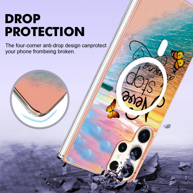 For Samsung Galaxy S23 Ultra 5G Marble Pattern Dual-side IMD Magsafe TPU Phone Case(Dream Butterfly) - Galaxy S23 Ultra 5G Cases by PMC TechLife | Online Shopping South Africa | PMC TechLife