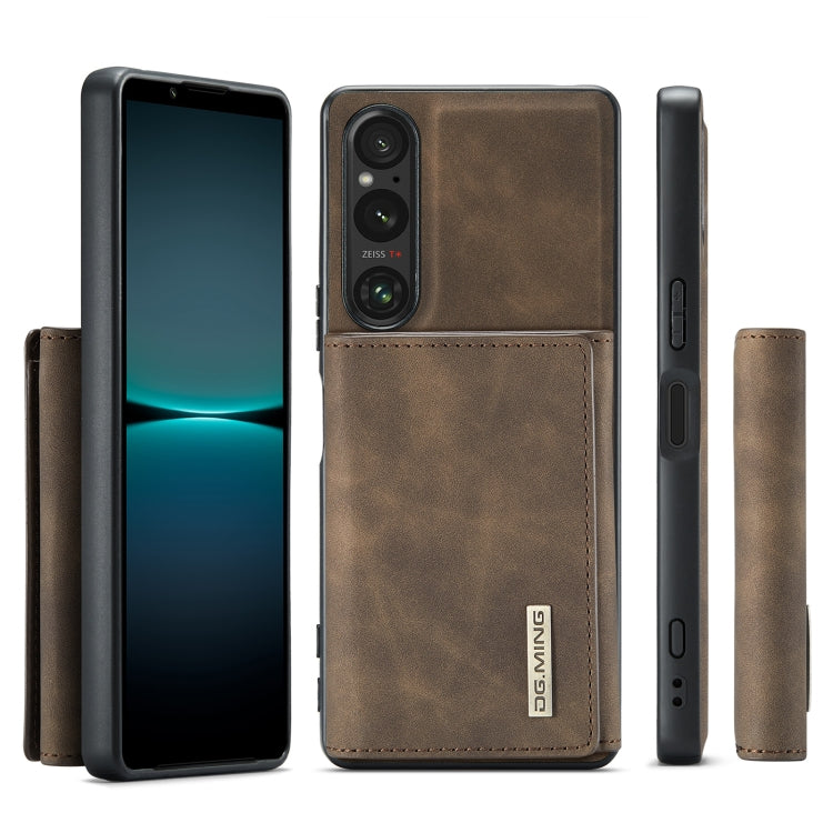 For Sony Xperia 1 V DG.MING M1 Series 3-Fold Multi Card Wallet + Magnetic Phone Case(Coffee) - Sony Cases by DG.MING | Online Shopping South Africa | PMC TechLife | Buy Now Pay Later Mobicred