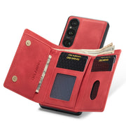For Sony Xperia 1 V DG.MING M1 Series 3-Fold Multi Card Wallet + Magnetic Phone Case(Red)