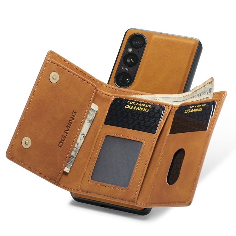 For Sony Xperia 1 VI DG.MING M1 Series 3-Fold Multi Card Wallet + Magnetic Phone Case(Brown)